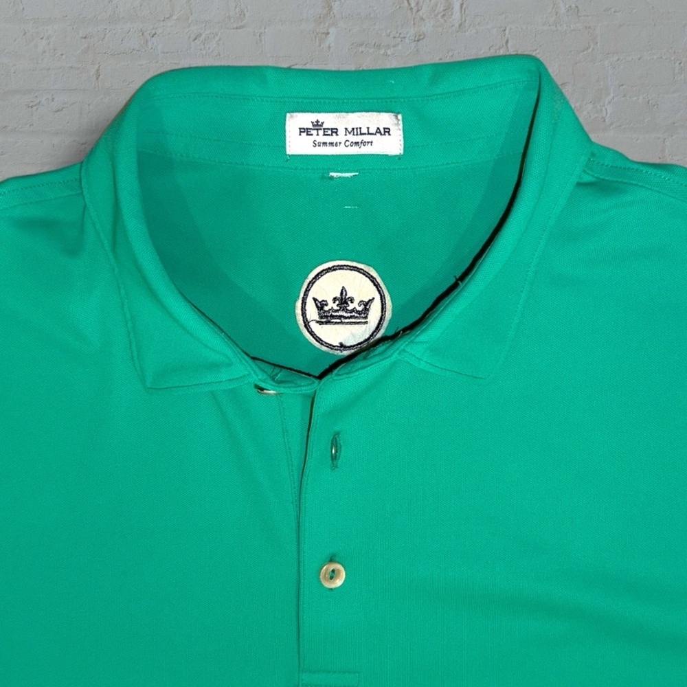 Peter Millar Summer Comfort Polo Shirt Green Men’s Large Performance Stretch